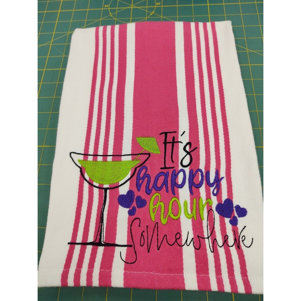 It's Happy Hour Somewhere Kitchen Hand Bar Tea Towel Set of 1 Great Gift Idea!